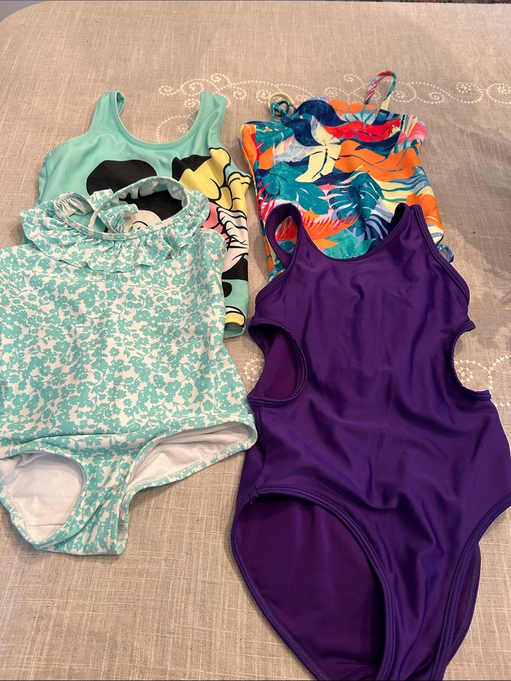 Kids One-Piece Swimsuit Pack - Purple, Teal, Floral, Multicolor